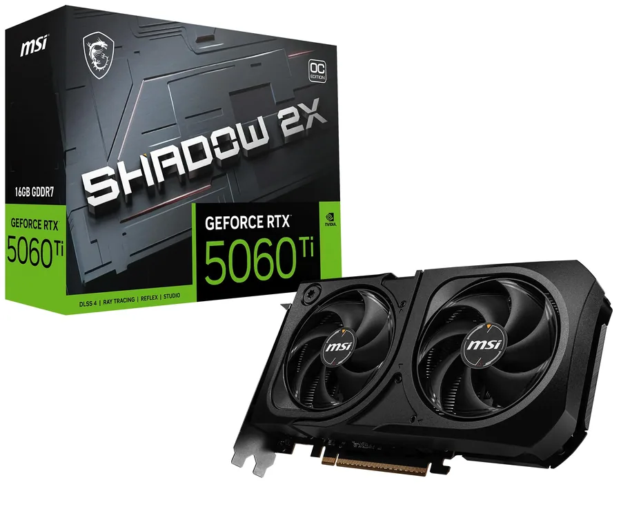 MSI Gaming RTX 5060 Ti 16G Shadow 2X OC Tarjeta gráfica (16GB…